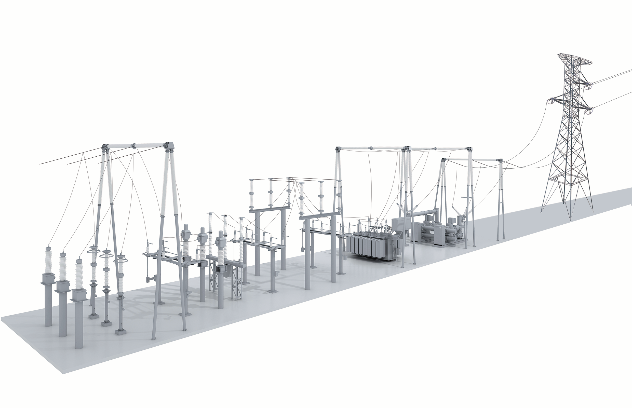 Substation Composite Gantry System Architecture - 3D Render